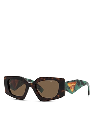 Shop Prada Symbole Rectangular Sunglasses, 51mm In Tortoise/brown