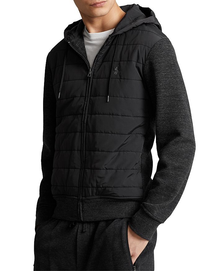 Hybrid zip-up hoodie with quilted back