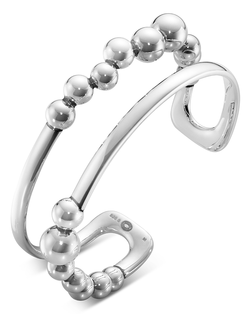 Georg Jensen Sterling Silver Moonlight Grapes Cuff Bangle Bracelet In Silver