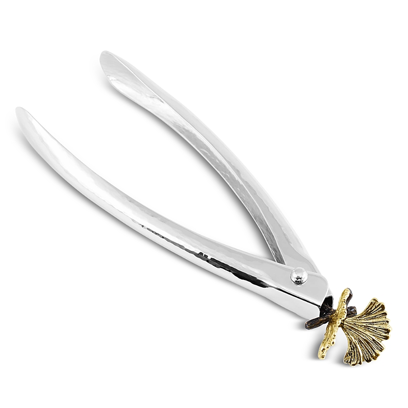 Michael Aram Butterfly Ginkgo Small Lock Spring Tongs In Silver