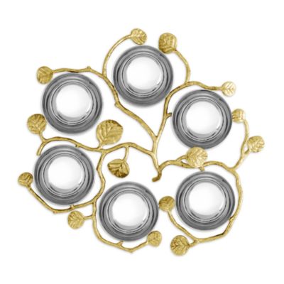 Botanical Leaf Gold Seder Plate