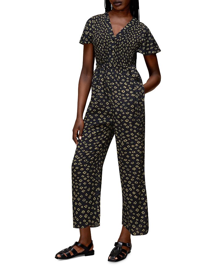 Whistles Abstract Print Shirred Jumpsuit Bloomingdale's