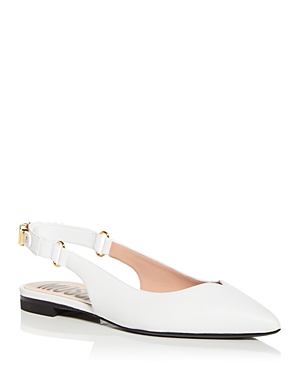 Moschino Women's Slingback Pointed Toe Flats In White