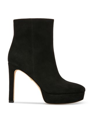 black suede platform booties