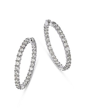Bloomingdale's - Diamond Inside Out Medium Hoop Earrings in 14K White Gold, 10.0 ct. t.w. - 100% Exclusive