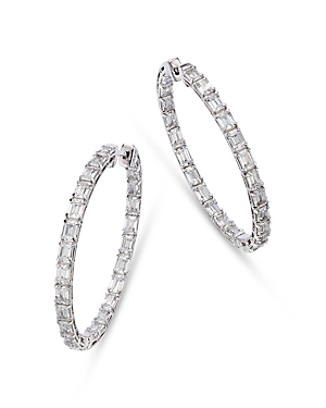 Bloomingdale's Diamond Emerald-cut Inside-out Medium Hoop Earrings In 14k White Gold, 7.0 Ct. T.w. - 100% Exclusive