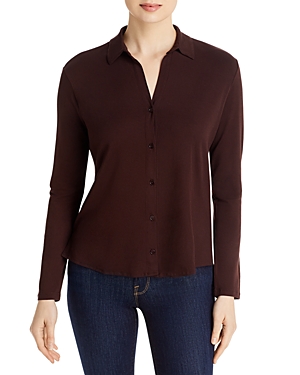 Majestic Soft Touch Knit Shirt In Aubergine