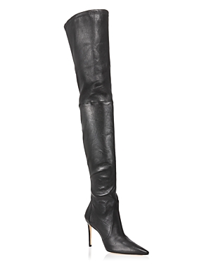 Shop Stuart Weitzman Women's Ultrasturt 100 Pointed Toe High Heel Over The Knee Boots In Black