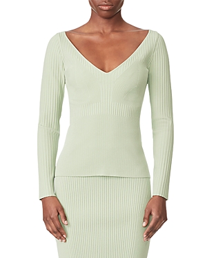 Herve Leger Mixed Rib Top In Laurel