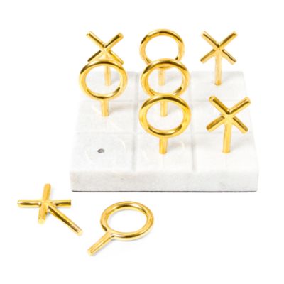 Brass and Marble Tic Tac Toe Set