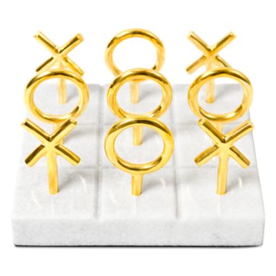 Brass and Marble Tic Tac Toe Set