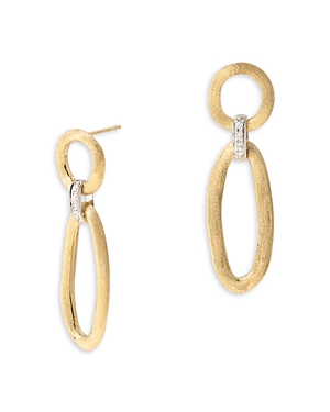 Shop Marco Bicego 18k White & Yellow Gold Jaipur Link Diamond Textured Drop Earrings