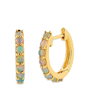 Rachel Reid 14k Yellow Gold Opal Huggie Hoop Earrings In Multi/gold