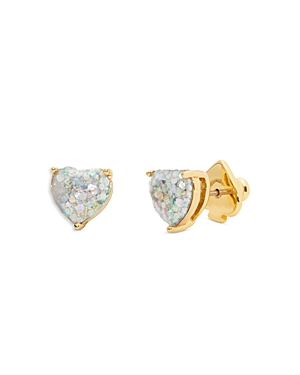 Kate Spade New York My Love Sparkle Heart Stud Earrings In Cream/gold