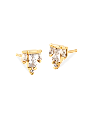 Kendra Scott Juliette Baguette Cubic Zirconia Stud Earrings In 14k Gold Plated In Gold White