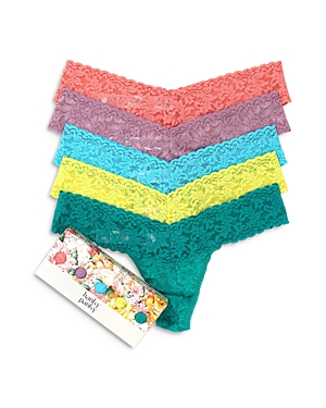 Hanky Panky Signature Low-rise Thongs, Set Of 5 In Ballet Pink/waterlily/true Blue/citrus Punch/vibrant Turquoise
