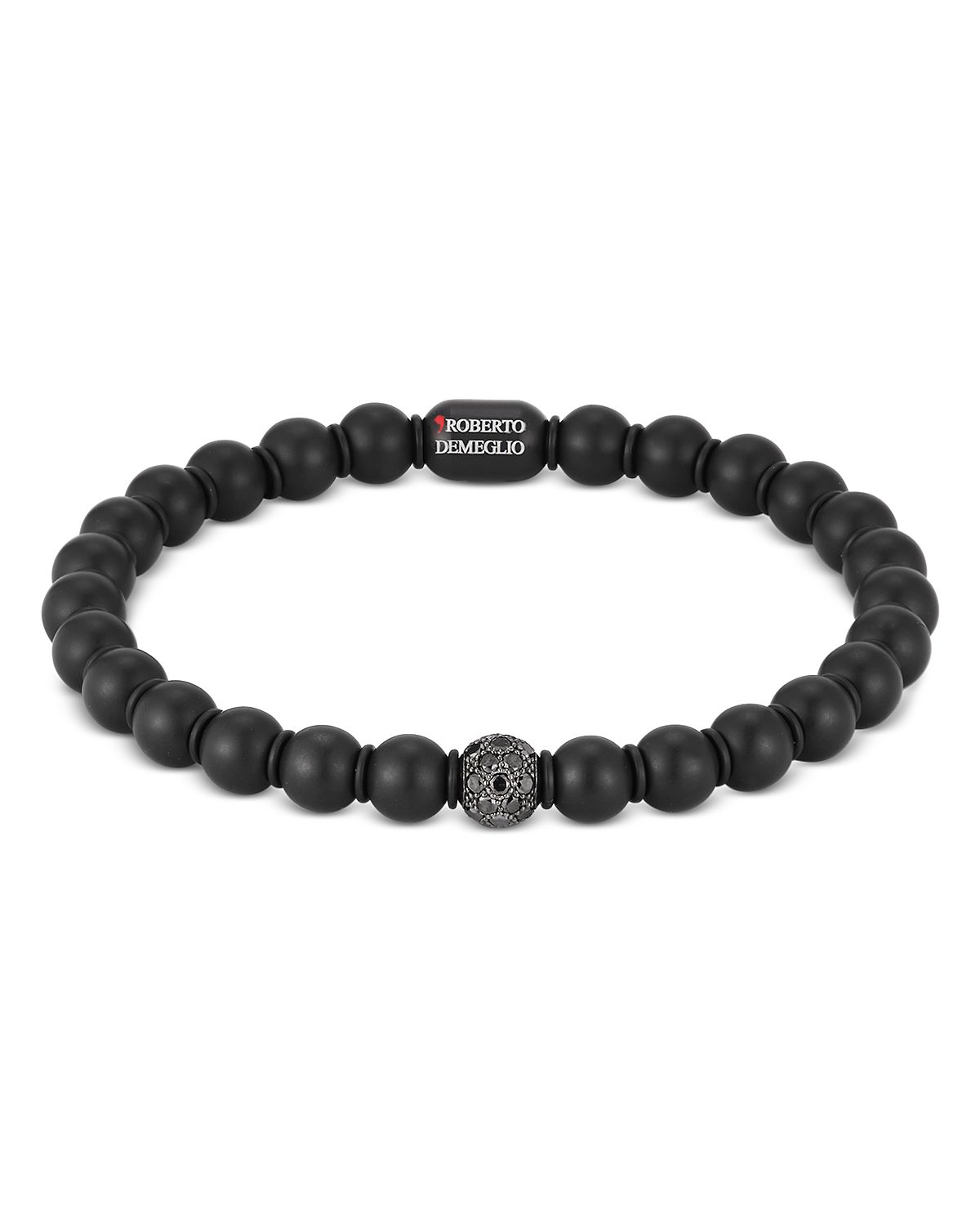 Roberto Demeglio Men's Sfera Black Diamond & 18K White Gold Large Stretch Bracelet