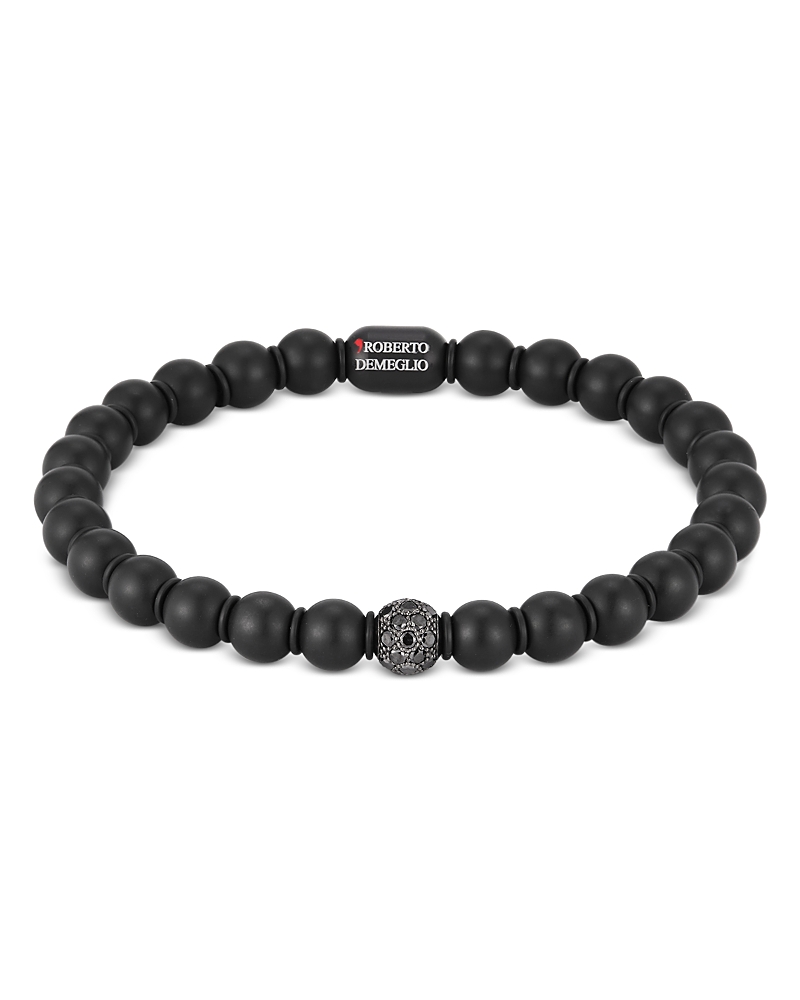 Roberto Demeglio Men's Sfera Black Diamond & 18K White Gold Large Stretch Bracelet