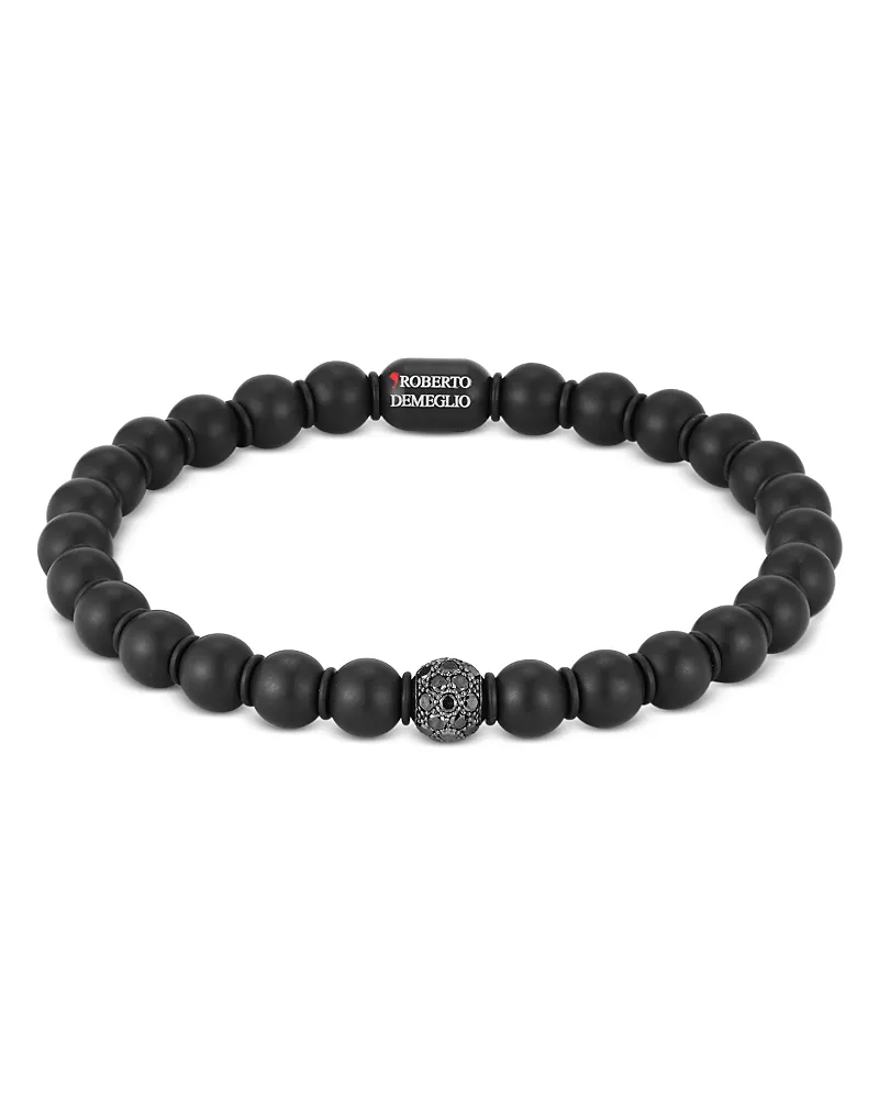 Roberto Demeglio Men's Sfera Black Diamond & 18K White Gold Large Stretch Bracelet