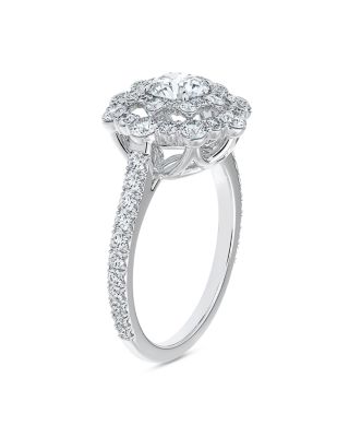 Center of My Universe&reg; Floral Halo Ring in 18K White Gold, 1.80 tcw