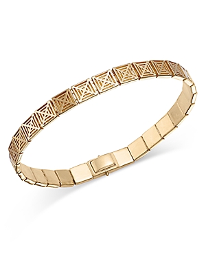 Alberto Amati 14k Yellow Gold Etched Square Link Bracelet