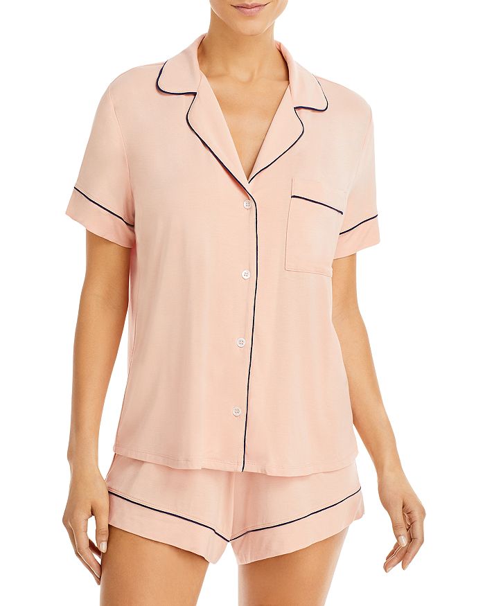 Shop Eberjey Gisele Relaxed Short Sleeve Top & Shorts In Rose Cloud/navy