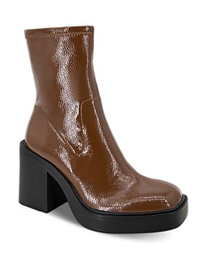 Shop Kenneth Cole Women's Amber Square Toe High Heel Booties In Chocolate