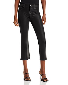 7 For All Mankind - The High Waist Slim Kick Jeans in Coated Black