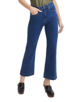 Veronica Beard Carson High Rise Ankle Flare Jeans in Washed Oxford ...
