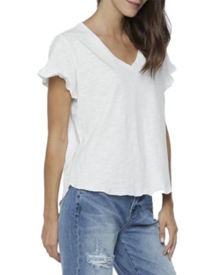 Ruffled V Neck Tee