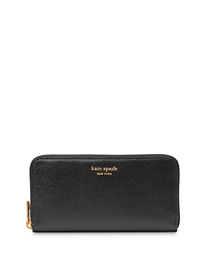 Shop Kate Spade New York Morgan Saffiano Leather Zip Around Continental Wallet In Black/gold