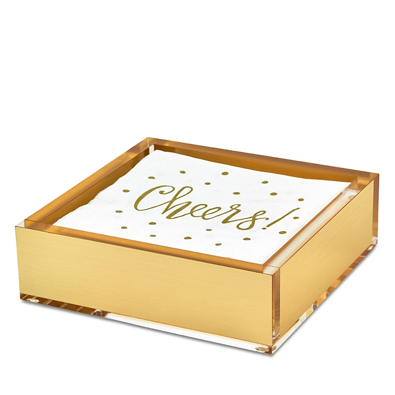 Tizo Lucite Gold Tone Cocktail Napkin Tray In Gold