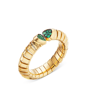 Marina B 18K Yellow Gold Trisolina Emerald Pave Ring