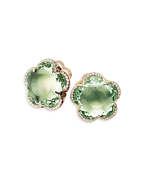 Pasquale Bruni 18k Rose Gold Bon Ton Prasiolite & Diamond Dolce Vita Stud Earrings In Green/rose Gold