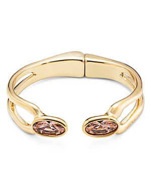 Uno De 50 Kingdom Faceted Crystal Open Cuff Bracelet In 18k Gold Plated In Pink/gold