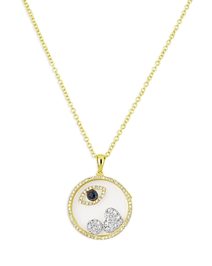 Meira T 14K White & Yellow Gold Blue Sapphire & Diamond Evil Eye Shaker Pendant Necklace, 18