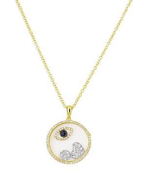 Meira T 14k White & Yellow Gold Blue Sapphire & Diamond Evil Eye Shaker Pendant Necklace, 18 In White/gold