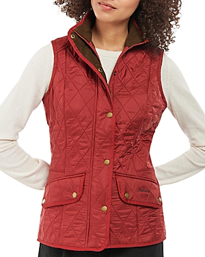 Barbour Cavalry Fleece-lined Quilted Vest In Dark Red/navy