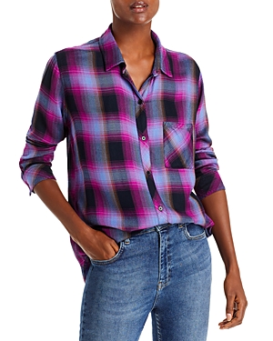 Rails Hunter Plaid Button-front Shirt In Navy Magenta