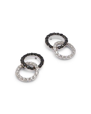 White & Black Diamond Double O Earrings in 14K White Gold, 0.50 tcw - 150th Anniversary Exclusive