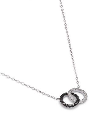 White &amp; Black Diamond Double O Pendant Necklace in 14K White Gold, 0.25 tcw - 150th Anniversary Exclusive