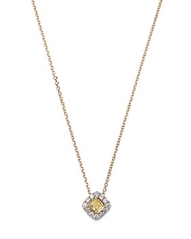 Bloomingdale's - White & Yellow Diamond Halo Pendant Necklace in 14K White & Yellow Gold, 0.50 ct. t.w. - 100% Exclusive
