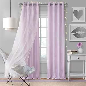 Elrene Home Fashions Aurora Kids Room Darkening Layered Sheer Curtain Panel, 52 X 84 In Lavender
