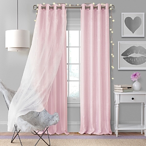 Elrene Home Fashions Aurora Kids Room Darkening Layered Sheer Curtain Panel, 52 X 84 In Soft Pink