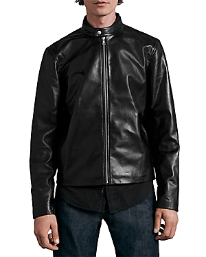 Shop Rag & Bone Icons Archive Cafe Leather Racer Jacket In Black