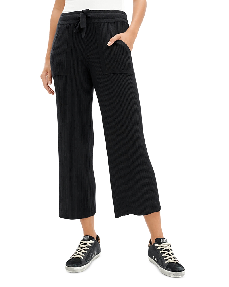Splendid Georgie Rib Wide Leg Crop Pants In Black