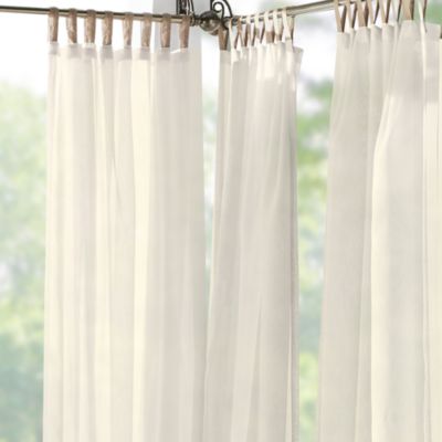 Darien Solid Indoor/Outdoor Sheer Adhesive Loop Tab Top Window Curtain Panel, 52" x 95"