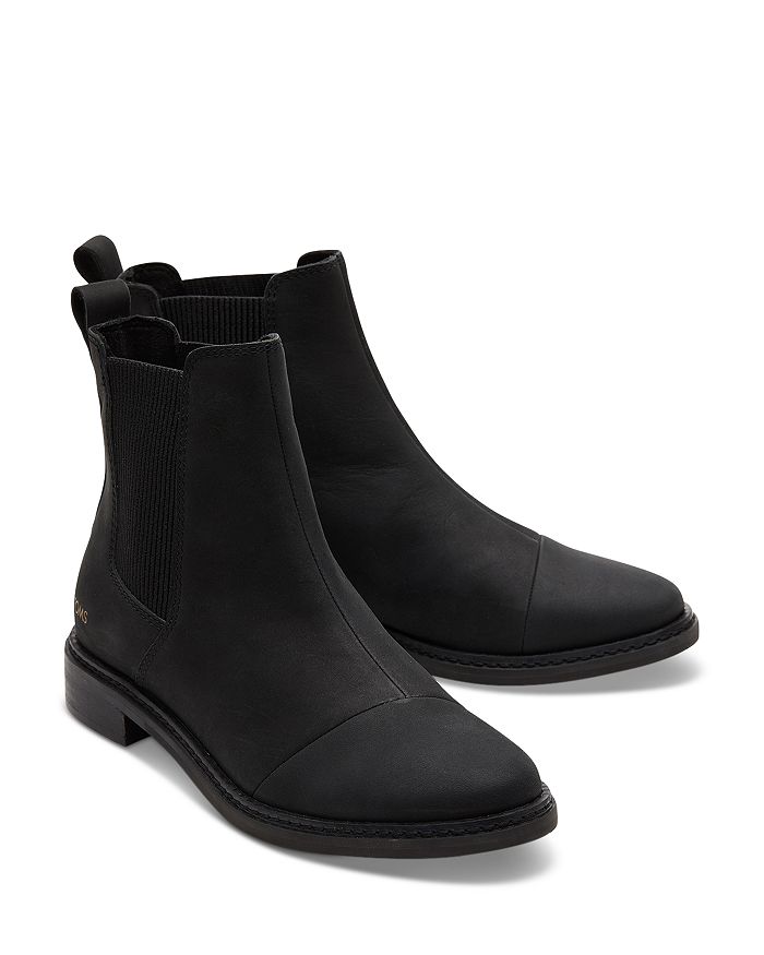 Shop Toms Women's Charlie Leather Chelsea Boots In Black Leather