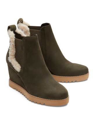 toms black wedge booties