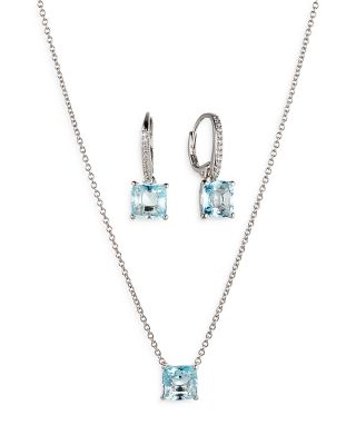 Bridesmaids Colored Stud Earrings & Pendant Necklace Set